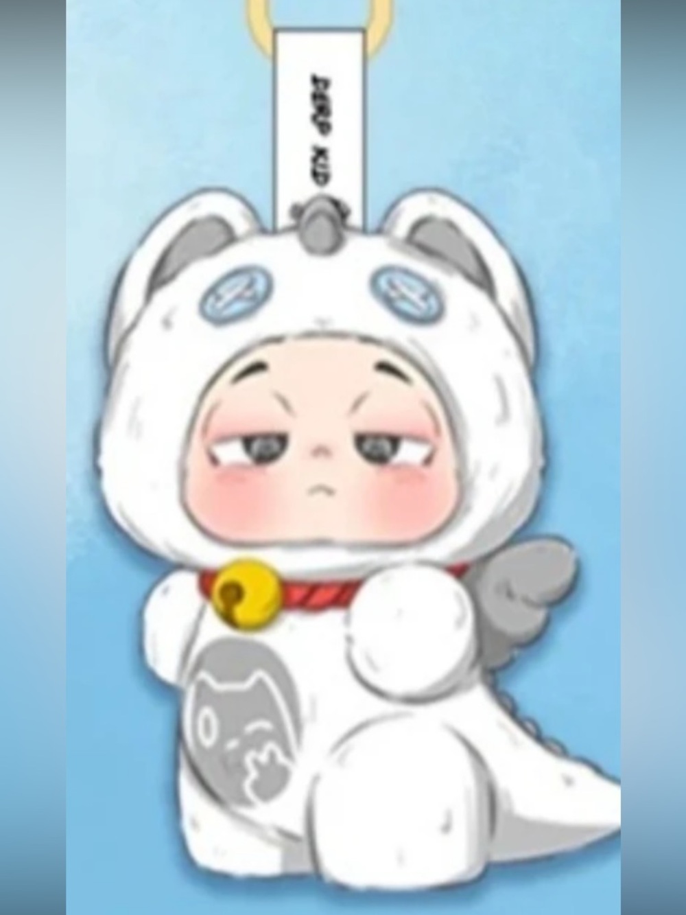 Derpkid Dragon Catcher Plush Keychain - white/ light grey Caugh the snow